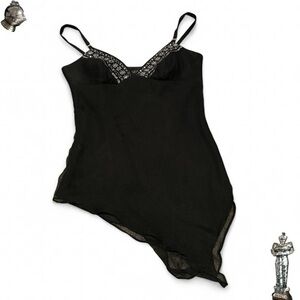 Laundry by Shelli Segal 100% silk beaded sequin fairy asymmetrical cami top